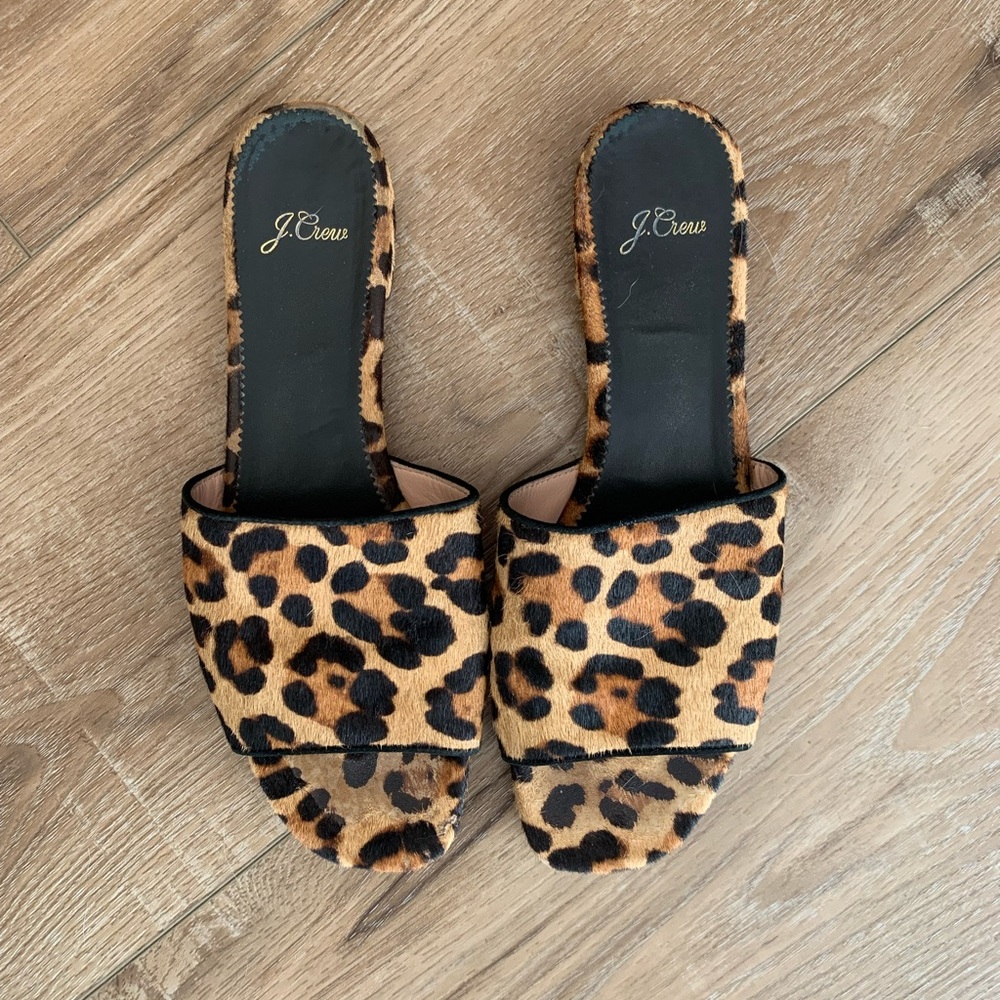 J. Crew Animal Print Pony Hair Slides